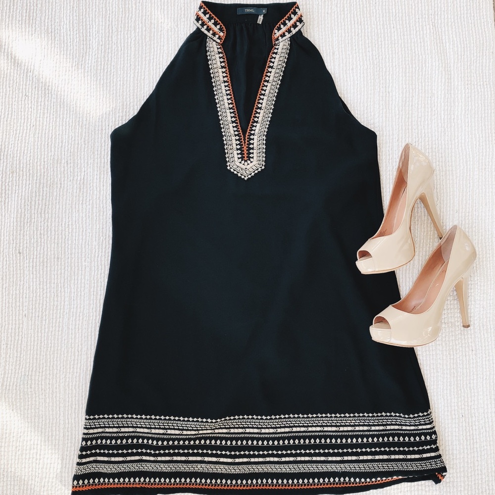 THML BLACK SLEEVELESS TUNIC DRESS